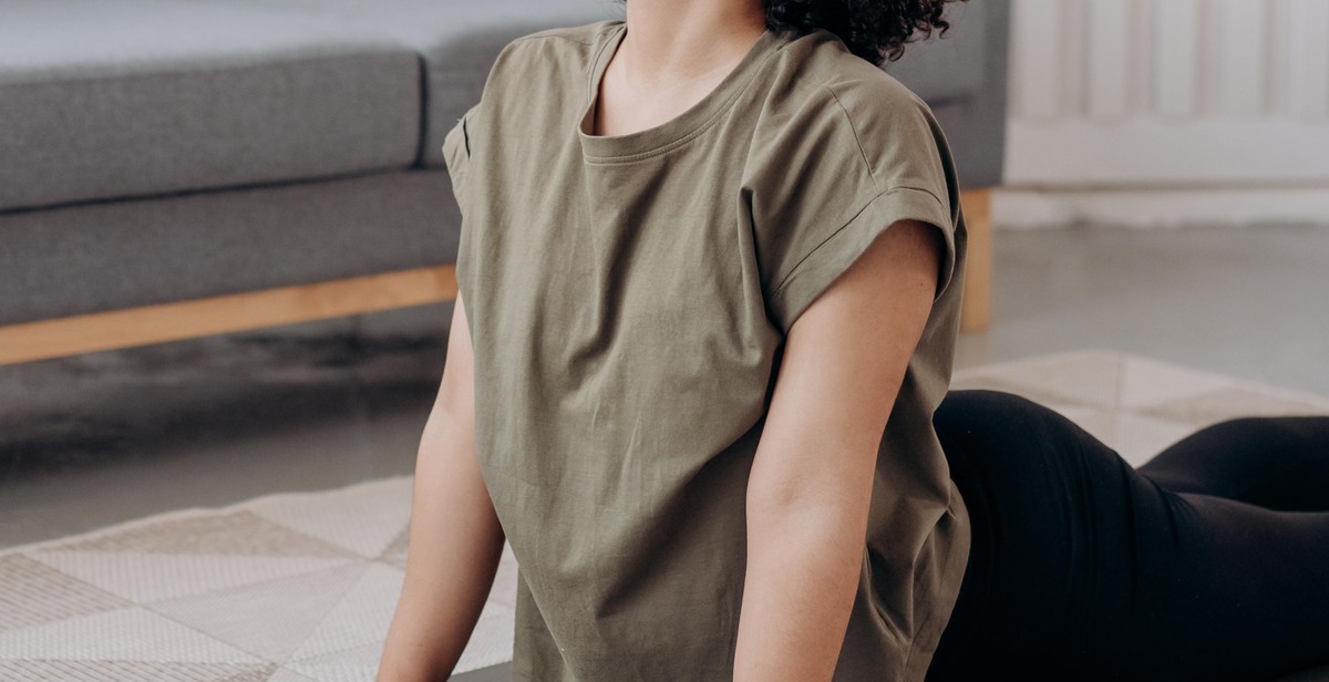 woman meditating at home